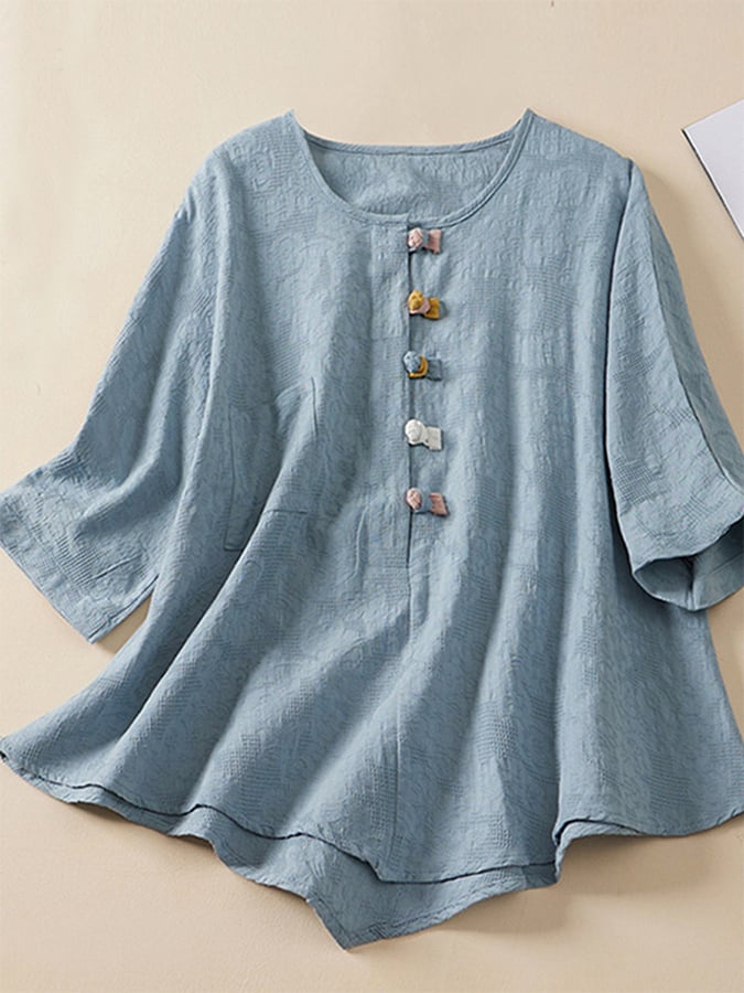 Loose Irregular Short-Sleeved Cotton Linen Shirt