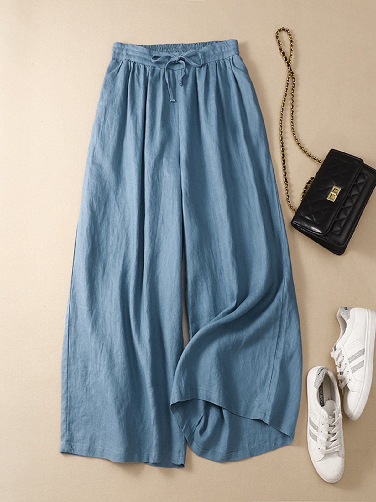 Loose Solid Color Wide Leg Pants